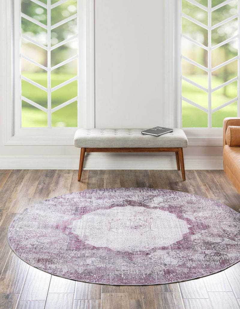 Laguna Sands Collection Area Rug - Catalina Round Pink Ivory lifestyle 78