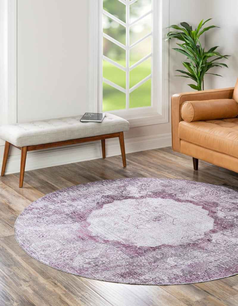 Laguna Sands Collection Area Rug - Catalina Round Pink Ivory lifestyle 98