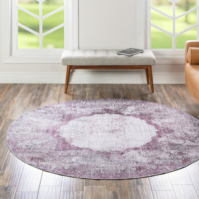 Laguna Sands Collection Area Rug - Catalina Round Pink Ivory lifestyle 150