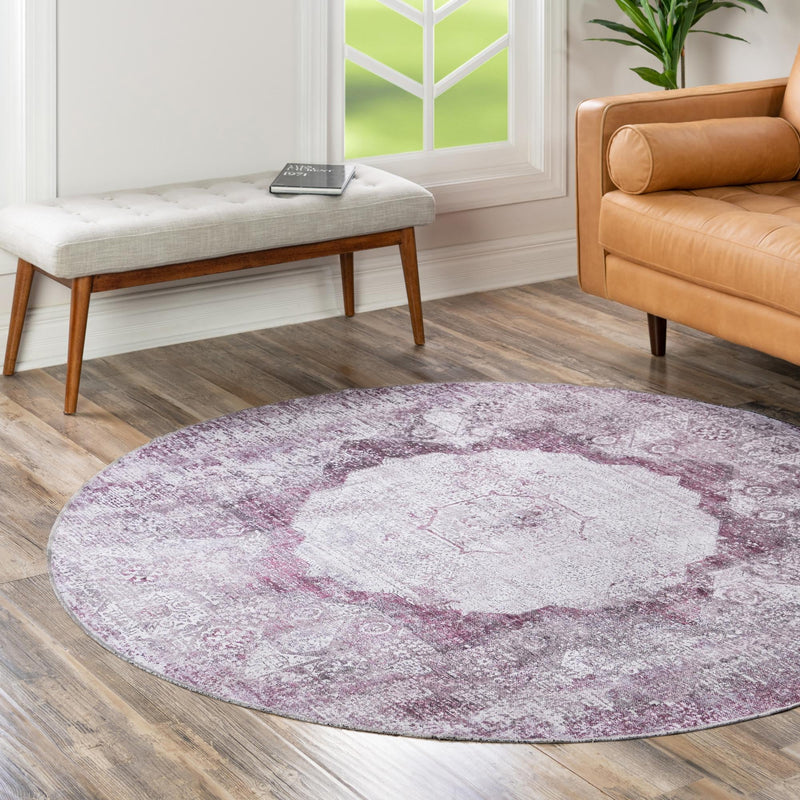 Laguna Sands Collection Area Rug - Catalina Round Pink Ivory lifestyle 170