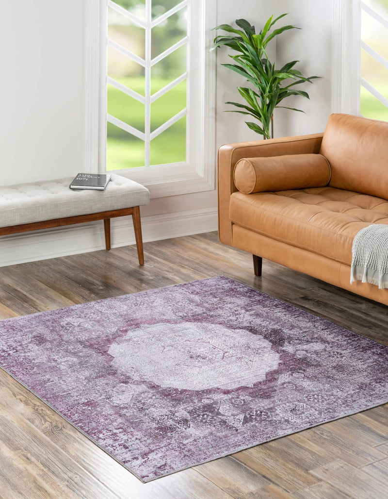 Laguna Sands Collection Area Rug - Catalina Square Pink Ivory lifestyle 54