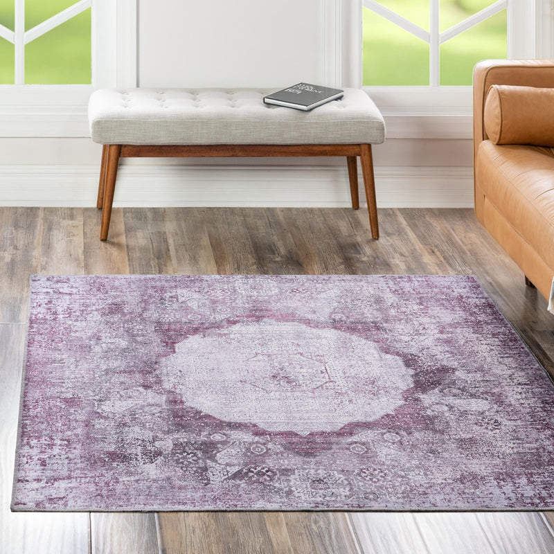 Laguna Sands Collection Area Rug - Catalina Square Pink Ivory lifestyle 144