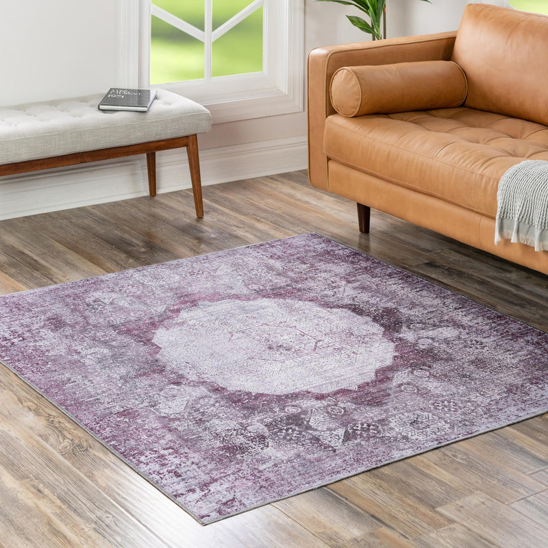 Laguna Sands Collection Area Rug - Catalina Square Pink Ivory lifestyle 152