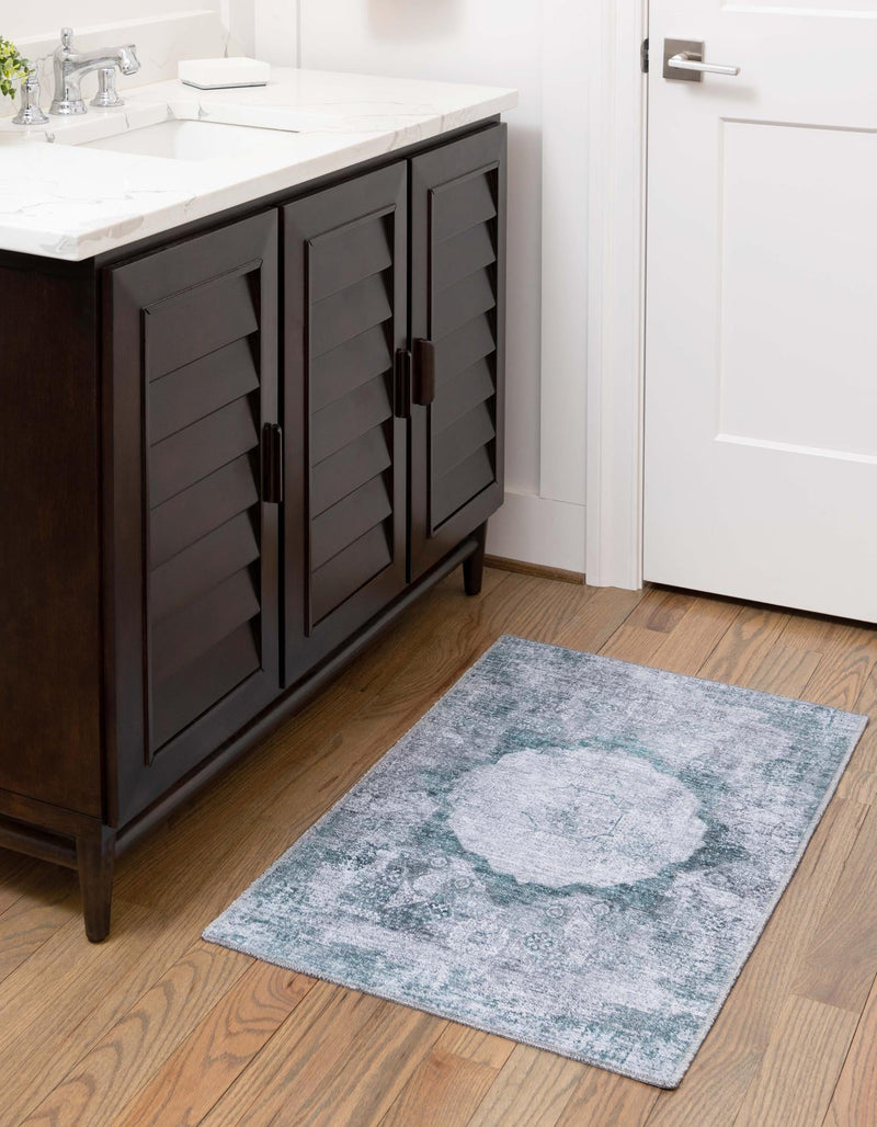 Laguna Sands Collection Area Rug - Catalina Rectangle Teal Ivory lifestyle 14