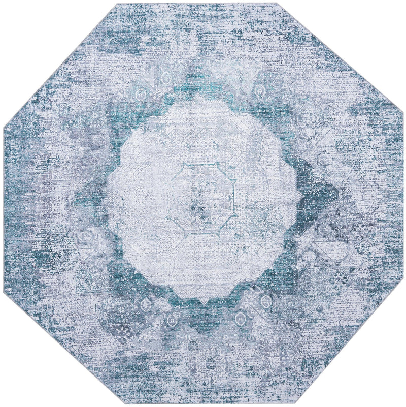 Laguna Sands Collection Area Rug - Catalina Octagon Teal Ivory lifestyle 36