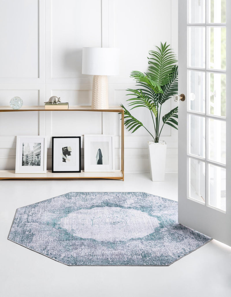 Laguna Sands Collection Area Rug - Catalina Octagon Teal Ivory lifestyle 44
