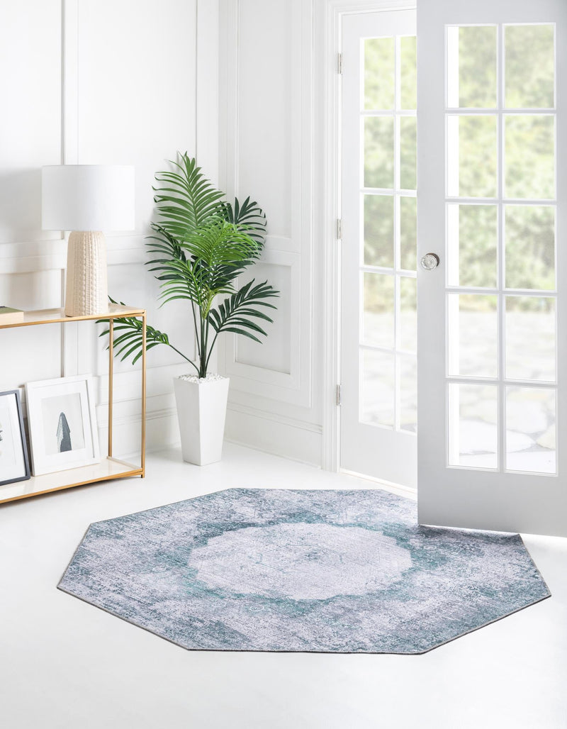 Laguna Sands Collection Area Rug - Catalina Octagon Teal Ivory lifestyle 52