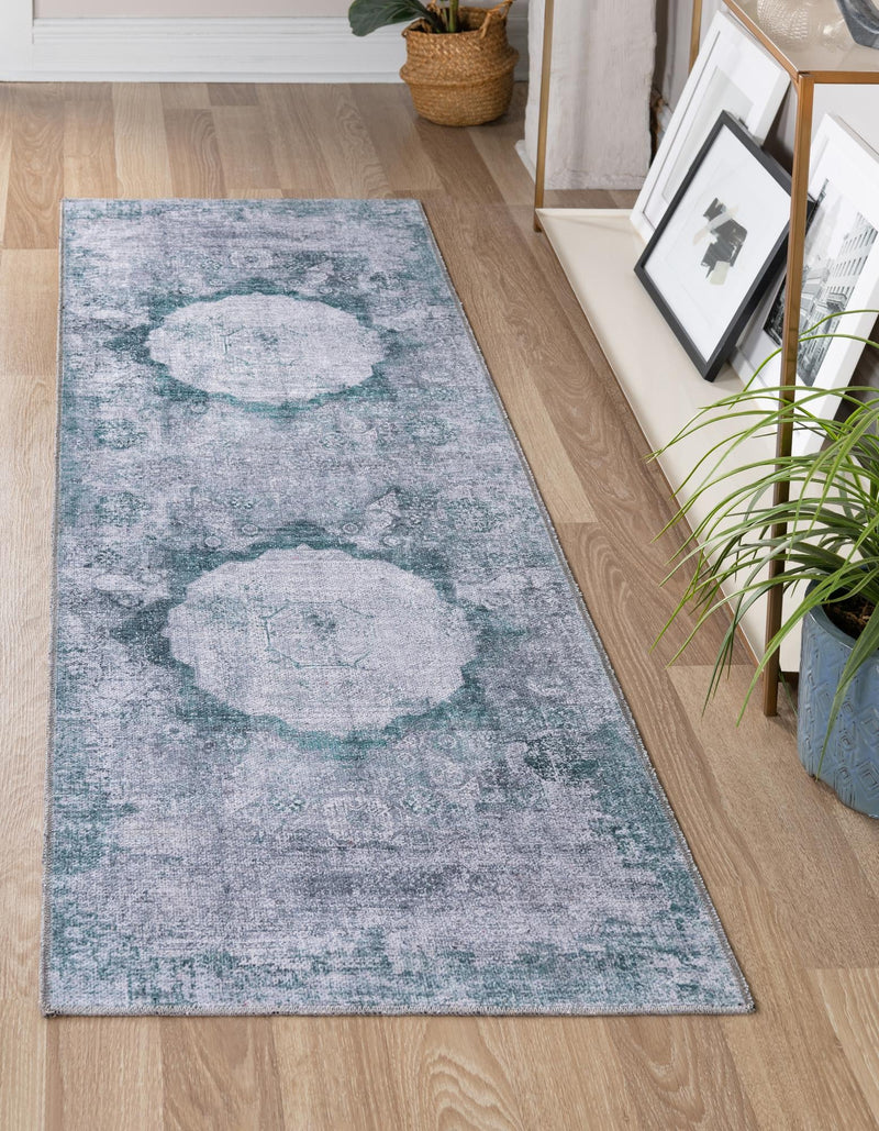Laguna Sands Collection Area Rug - Catalina Runner Teal Ivory lifestyle 45