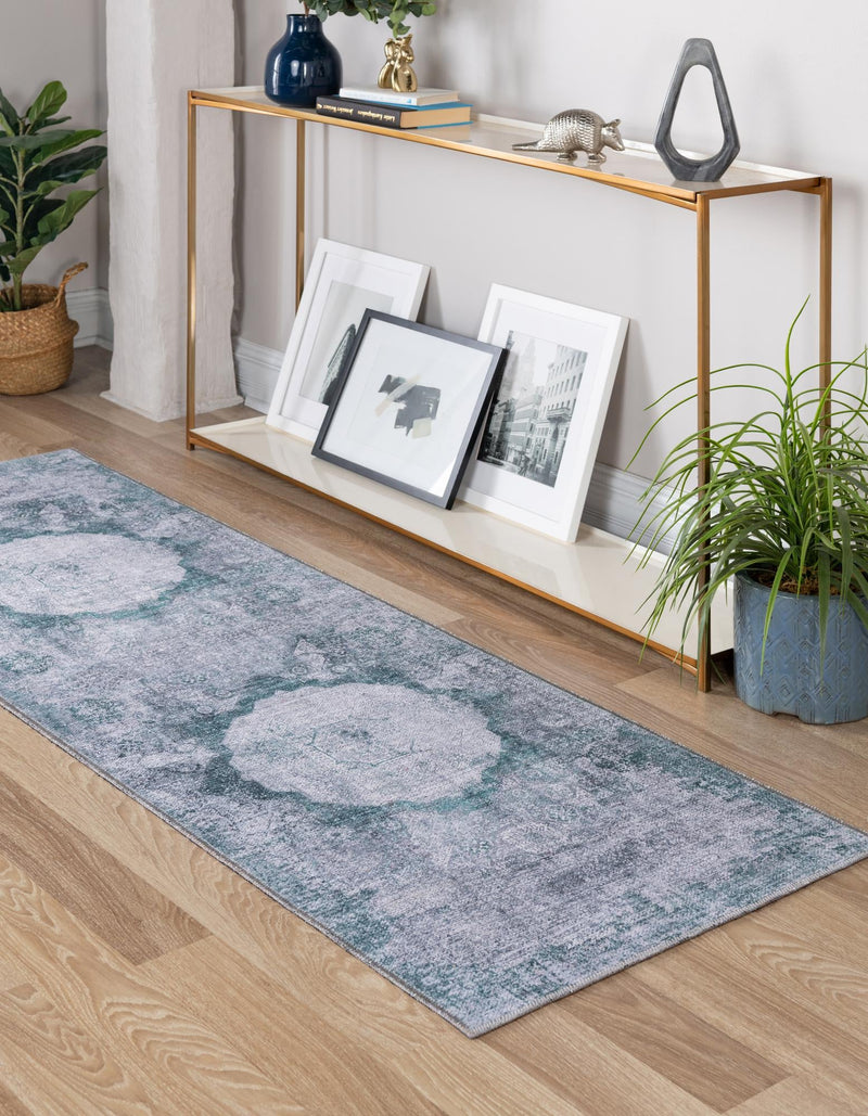 Laguna Sands Collection Area Rug - Catalina Runner Teal Ivory lifestyle 53