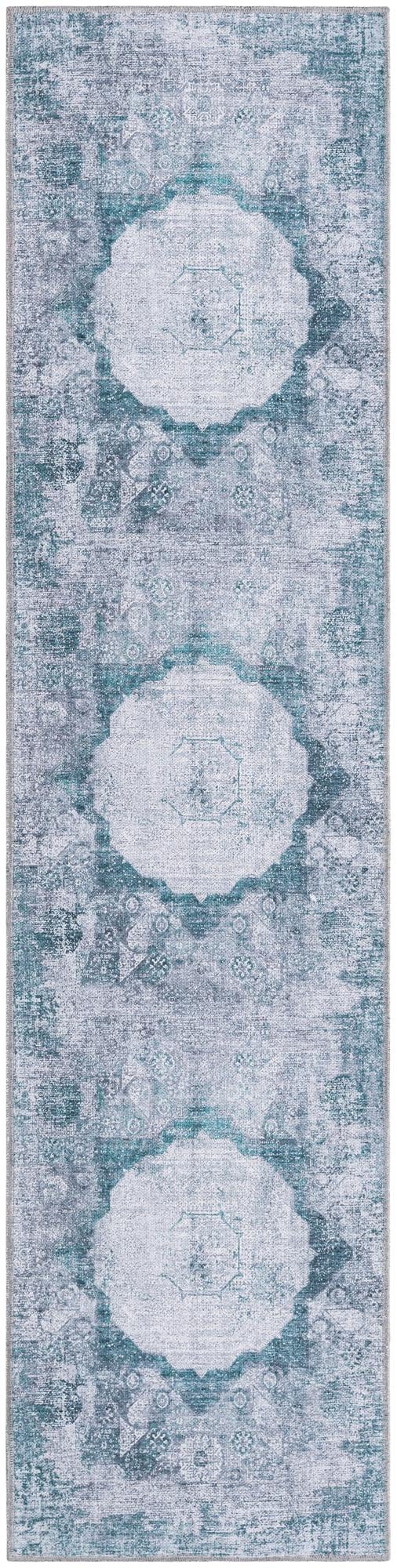 Laguna Sands Collection Area Rug - Catalina Runner Teal Ivory lifestyle 37