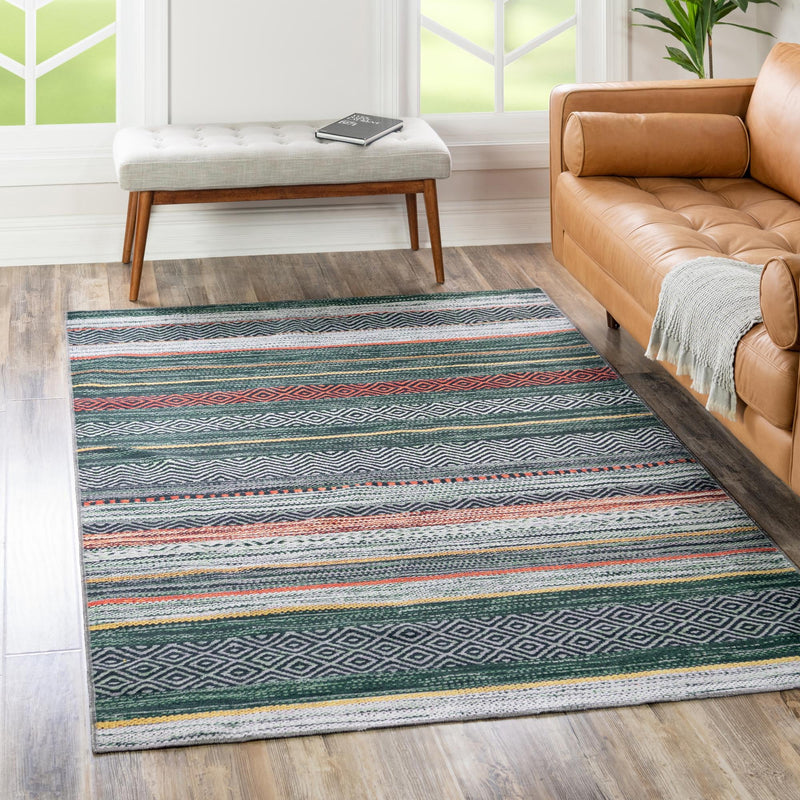 Laguna Sands Collection Area Rug - Malibu Rectangle Green lifestyle 28