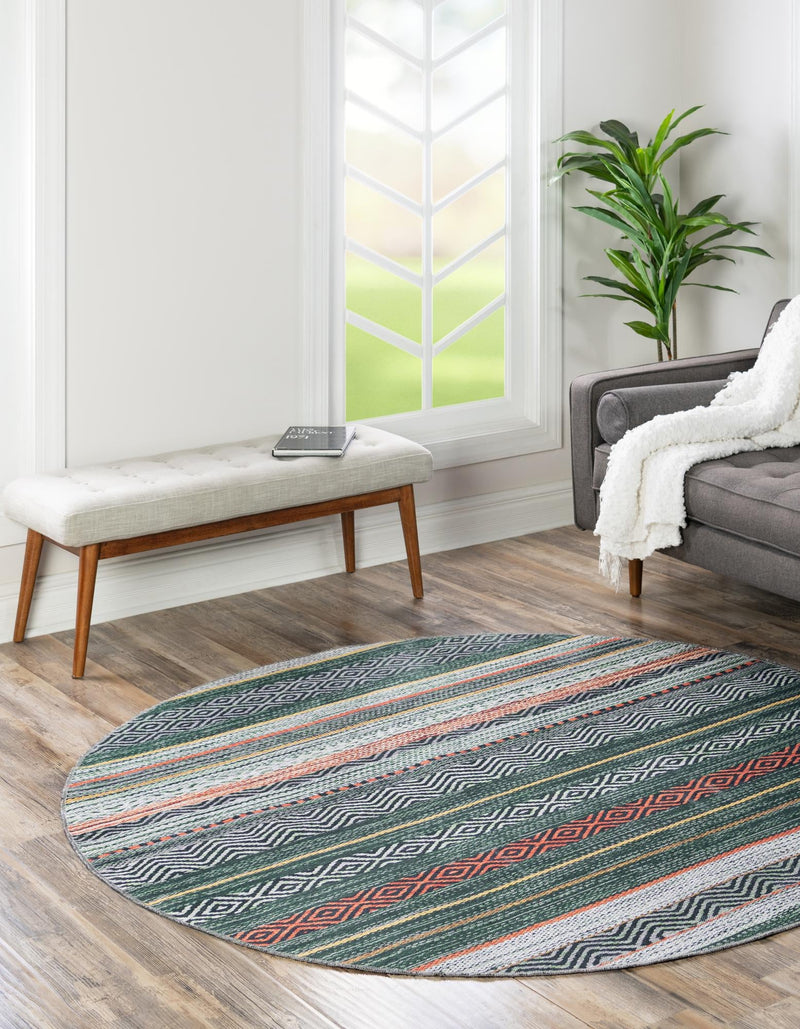 Laguna Sands Collection Area Rug - Malibu Round Green lifestyle 49