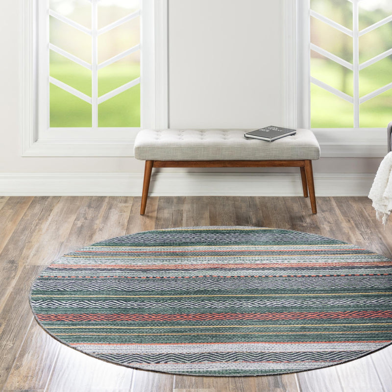 Laguna Sands Collection Area Rug - Malibu Round Green lifestyle 126