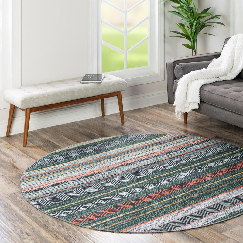 Laguna Sands Collection Area Rug - Malibu Round Green lifestyle 132
