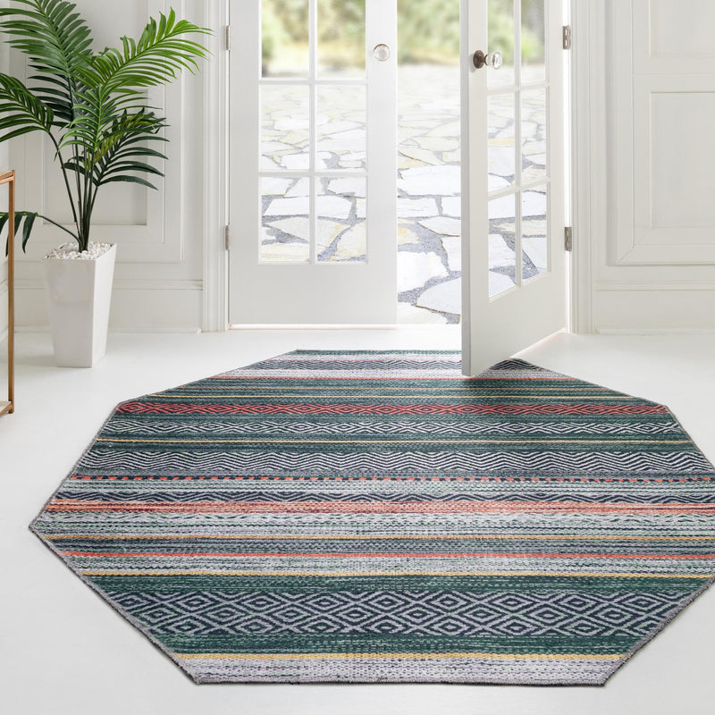 Laguna Sands Collection Area Rug - Malibu Octagon Green lifestyle 65