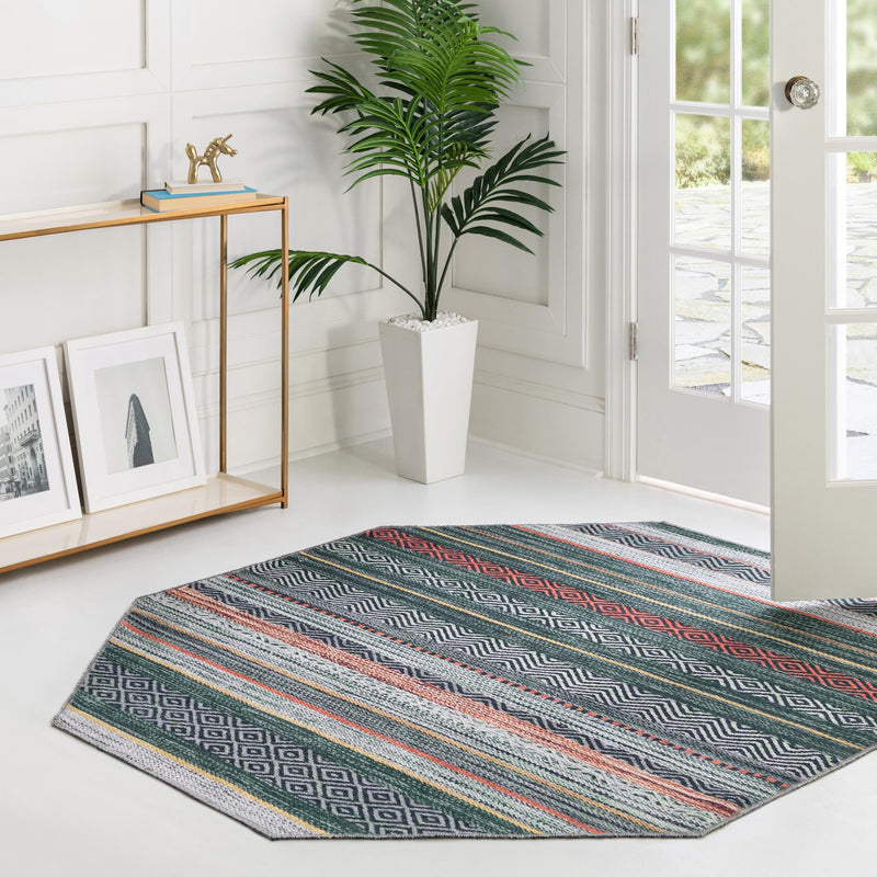 Laguna Sands Collection Area Rug - Malibu Octagon Green lifestyle 72