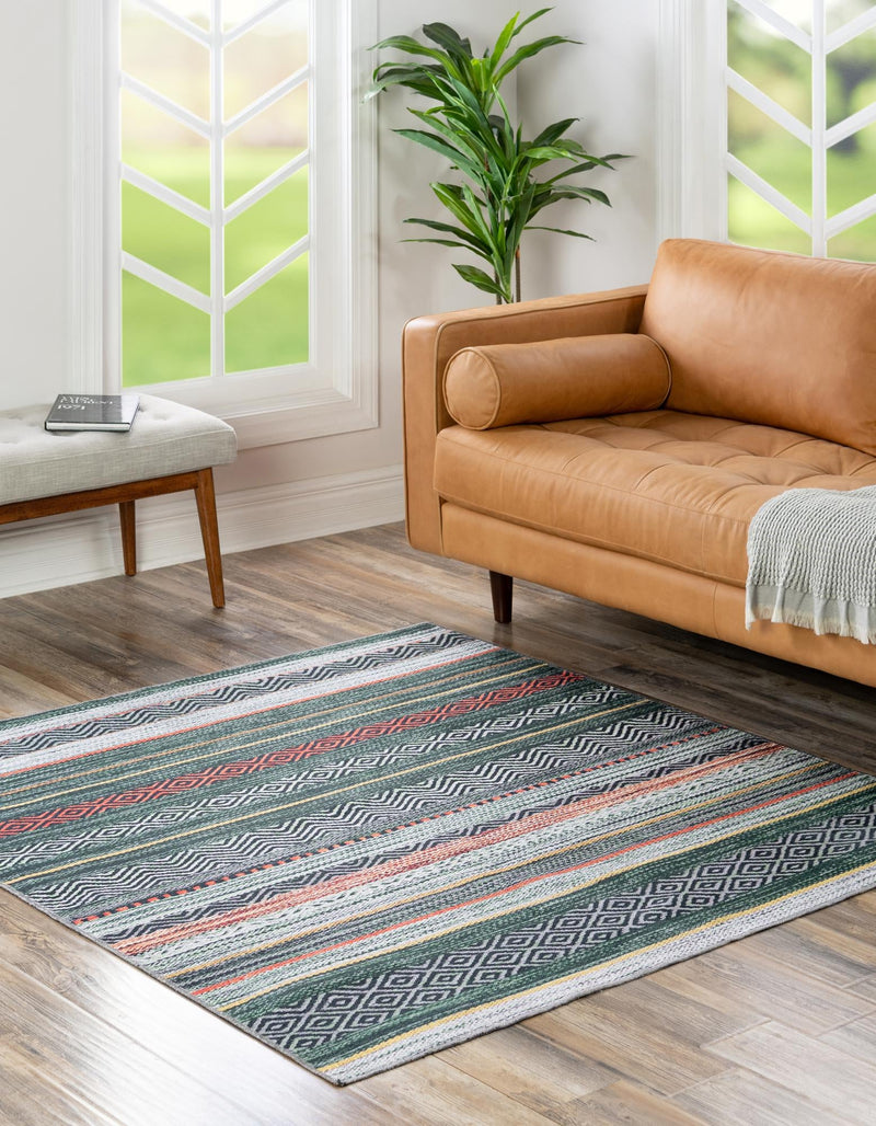 Laguna Sands Collection Area Rug - Malibu Square Green lifestyle 50