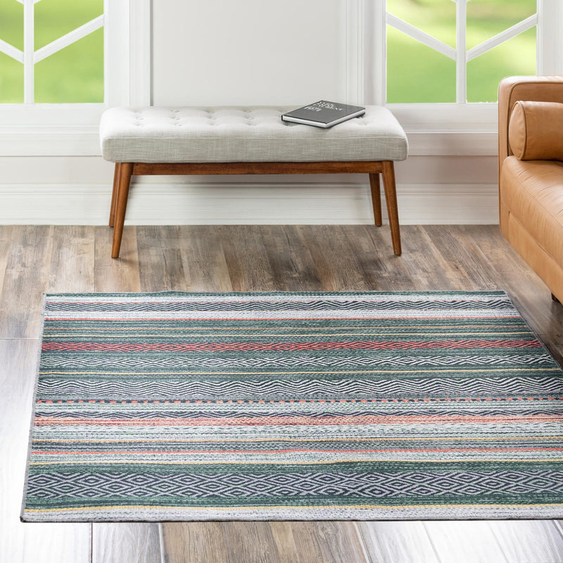 Laguna Sands Collection Area Rug - Malibu Square Green lifestyle 127