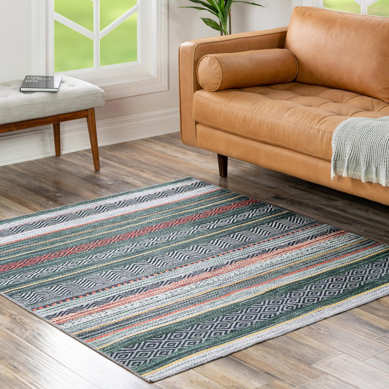 Laguna Sands Collection Area Rug - Malibu Square Green lifestyle 133