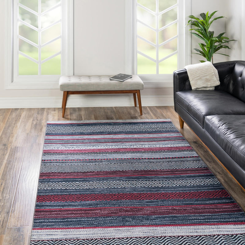Laguna Sands Collection Area Rug - Malibu Rectangle Navy Blue lifestyle 27