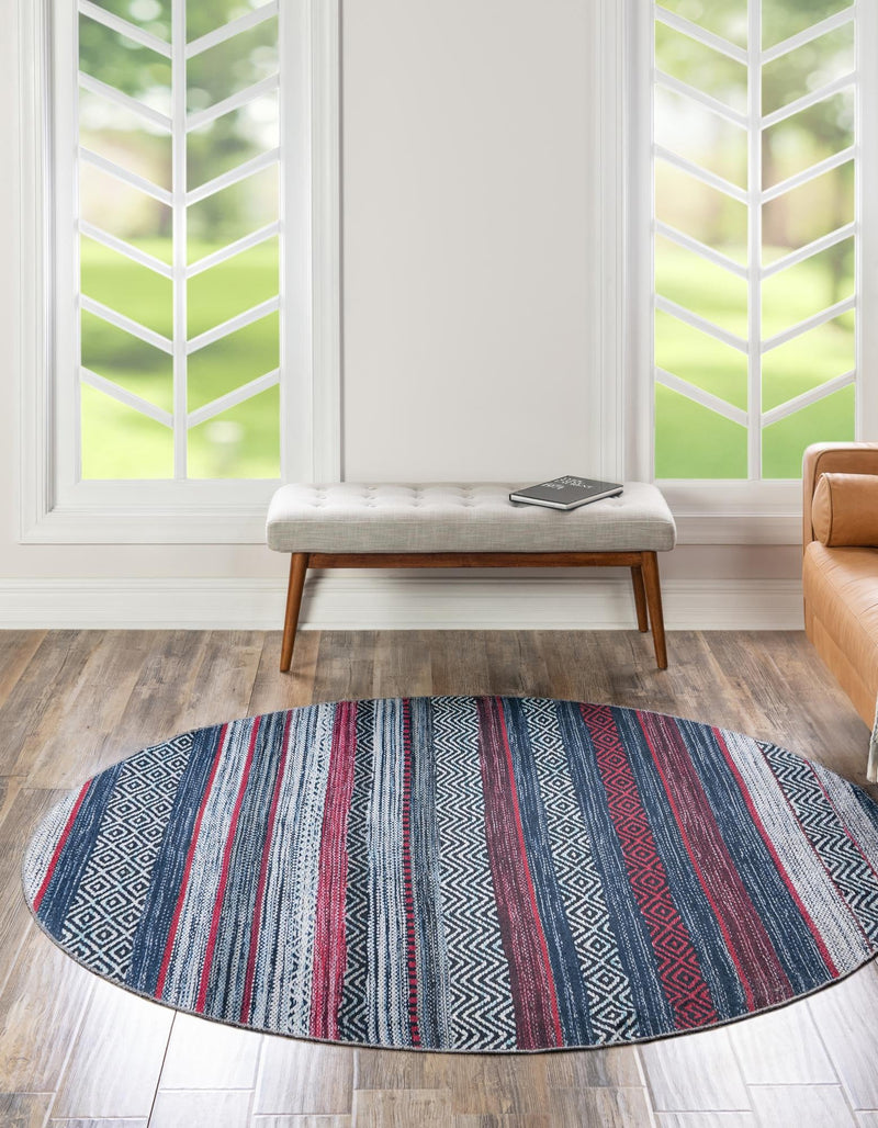 Laguna Sands Collection Area Rug - Malibu Round Navy Blue lifestyle 38