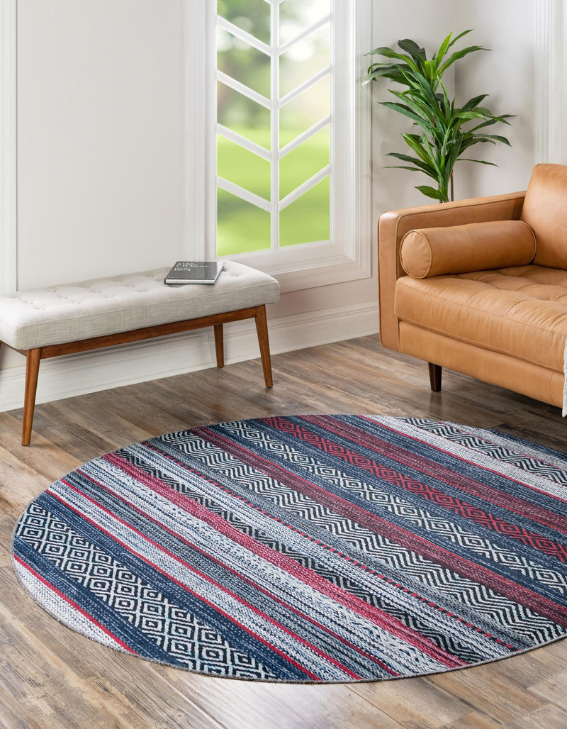 Laguna Sands Collection Area Rug - Malibu Round Navy Blue lifestyle 45