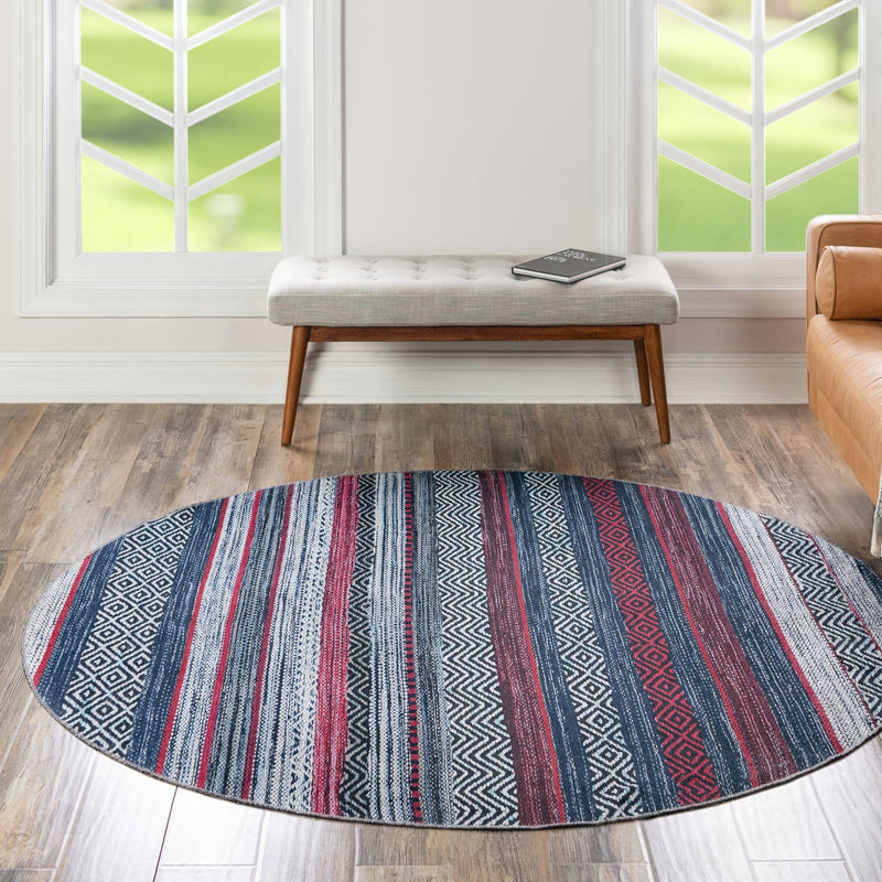 Laguna Sands Collection Area Rug - Malibu Round Navy Blue lifestyle 122