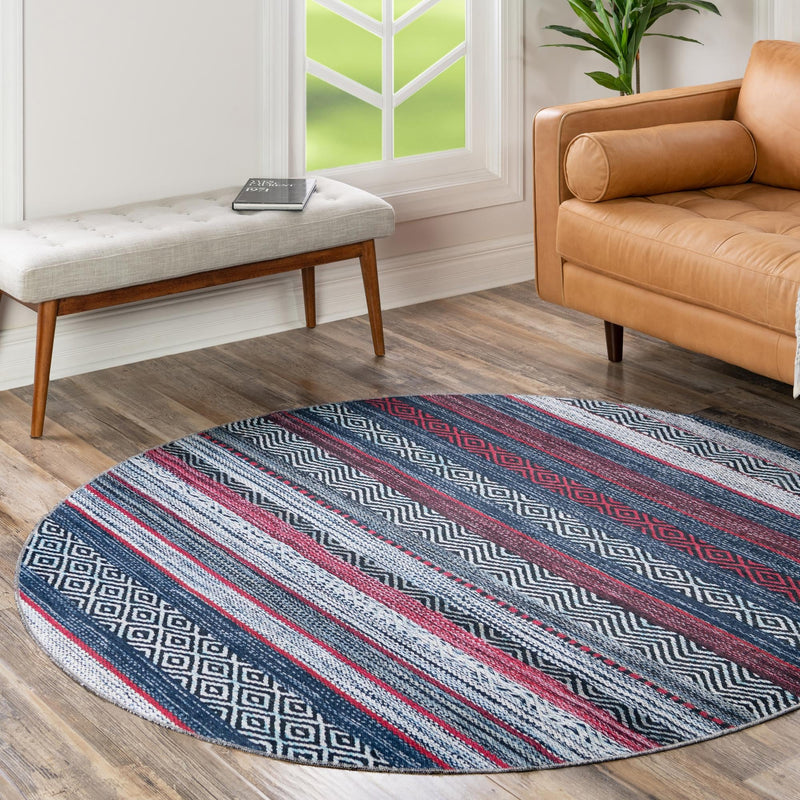 Laguna Sands Collection Area Rug - Malibu Round Navy Blue lifestyle 128