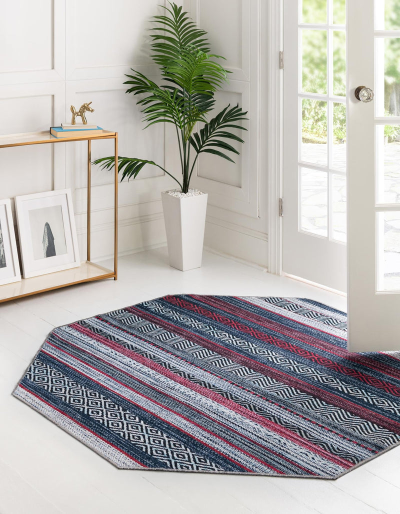 Laguna Sands Collection Area Rug - Malibu Octagon Navy Blue lifestyle 46