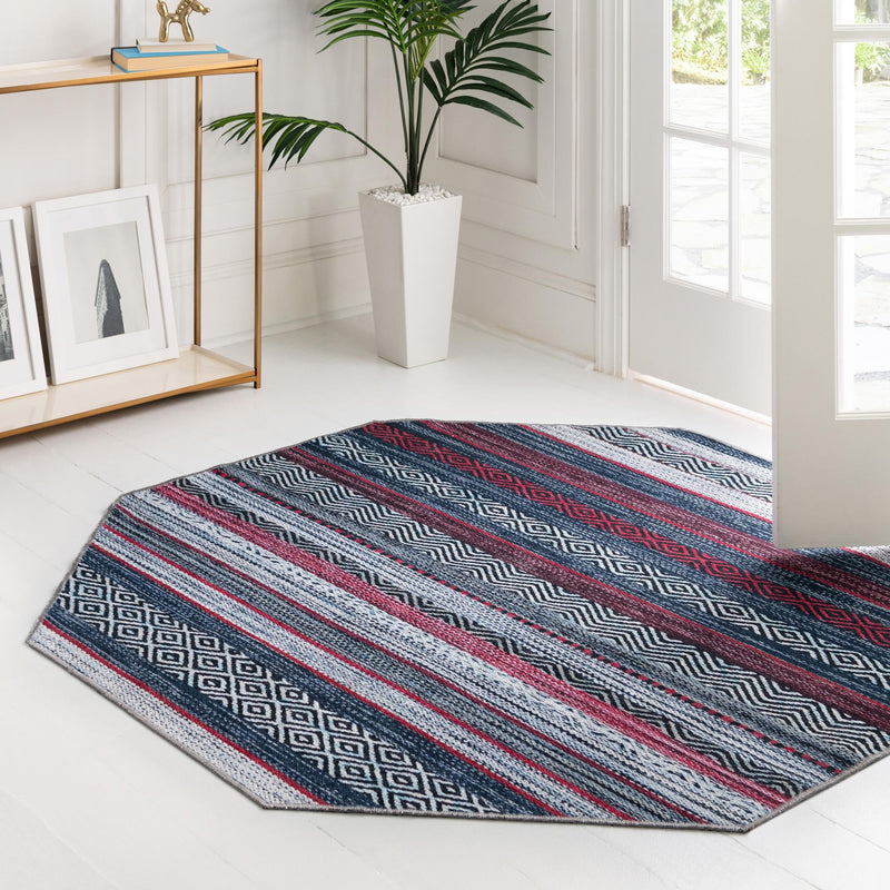 Laguna Sands Collection Area Rug - Malibu Octagon Navy Blue lifestyle 129