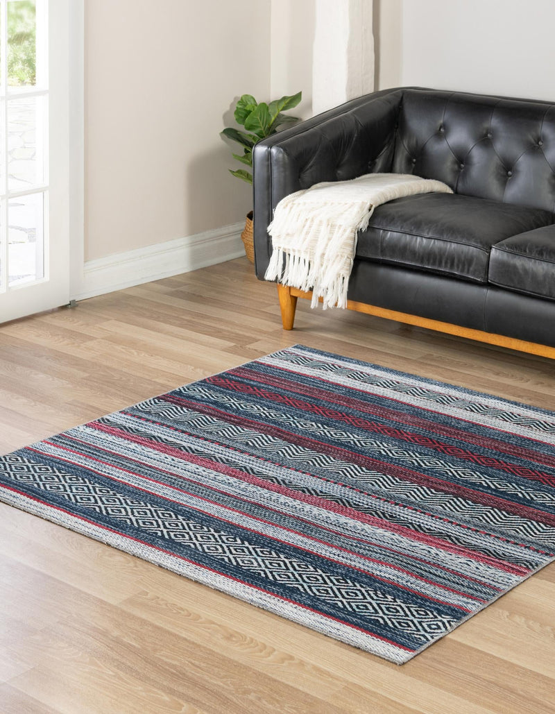 Laguna Sands Collection Area Rug - Malibu Square Navy Blue lifestyle 47