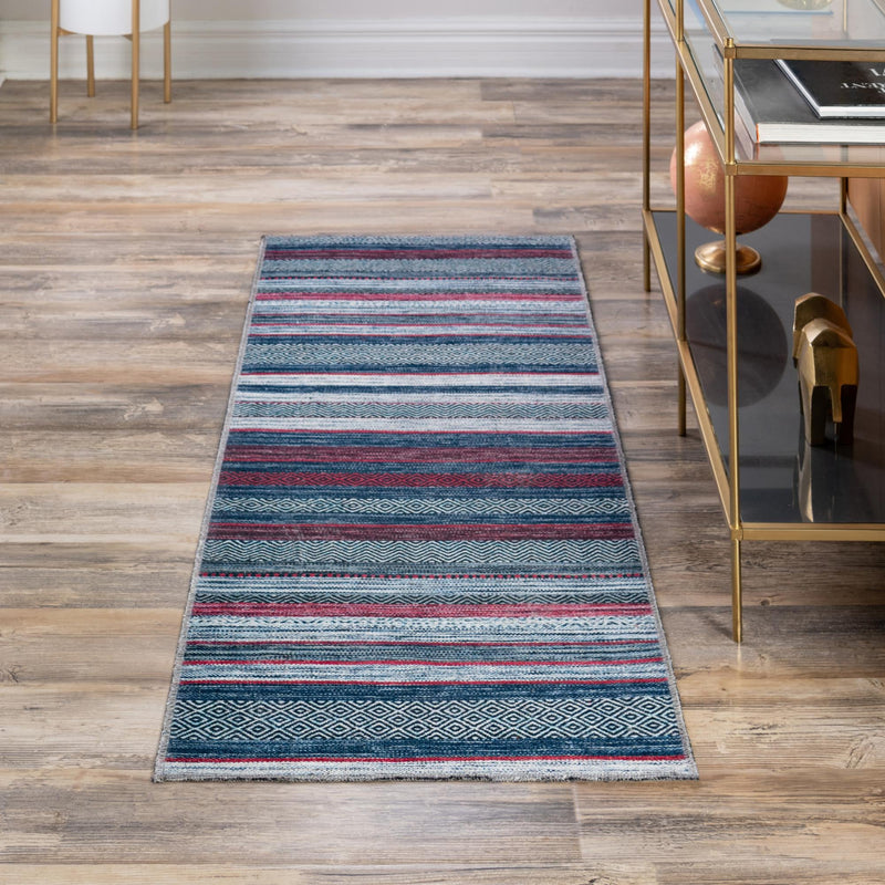 Laguna Sands Collection Area Rug - Malibu Runner Navy Blue lifestyle 125