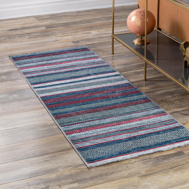 Laguna Sands Collection Area Rug - Malibu Runner Navy Blue lifestyle 131