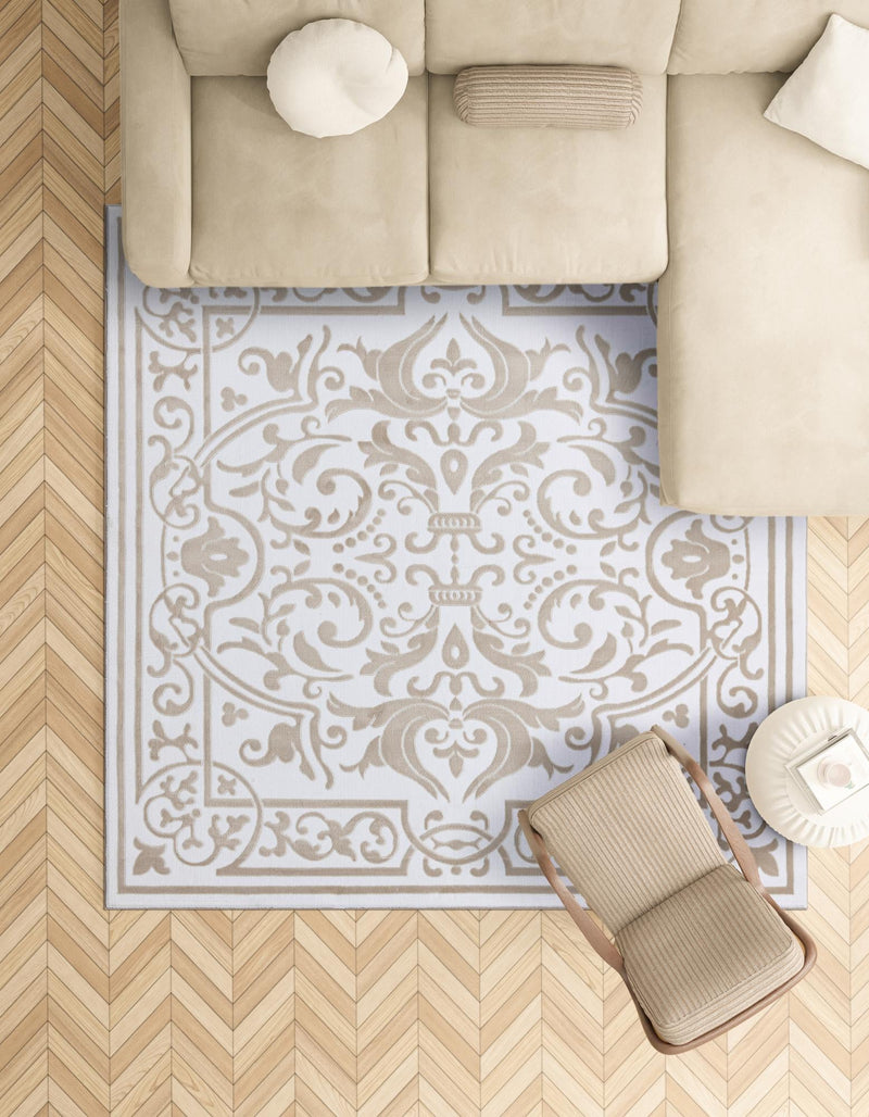 Sanctuary Retreat Collection Area Rug - Retreat Square Snow White lifestyle 180