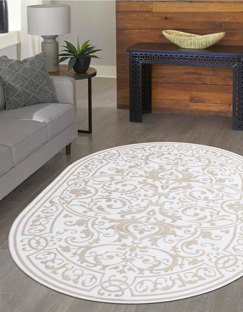 Sanctuary Retreat Collection Area Rug - Retreat Oval Snow White lifestyle 72