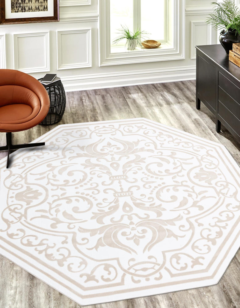 Sanctuary Retreat Collection Area Rug - Retreat Octagon Snow White lifestyle 47