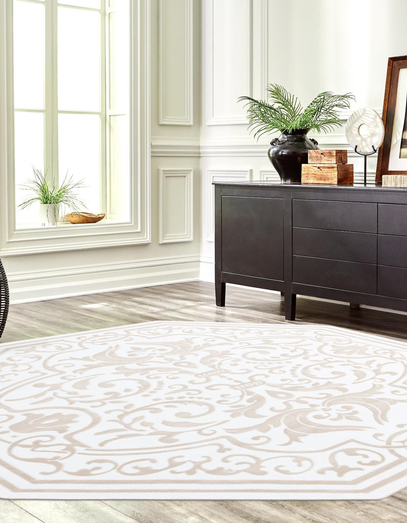 Sanctuary Retreat Collection Area Rug - Retreat Octagon Snow White lifestyle 55