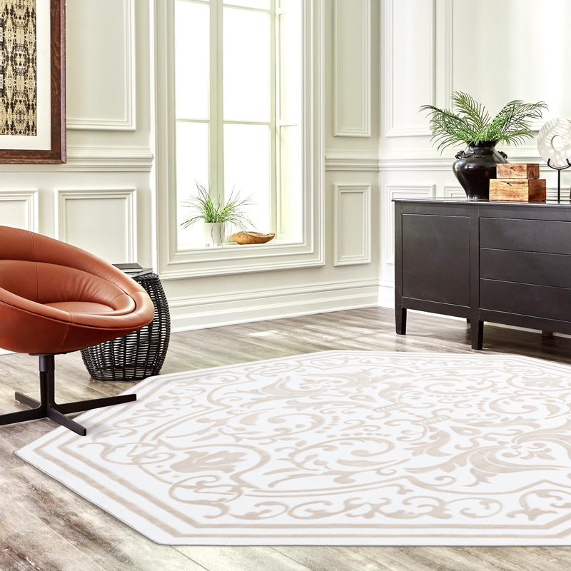 Sanctuary Retreat Collection Area Rug - Retreat Octagon Snow White lifestyle 184