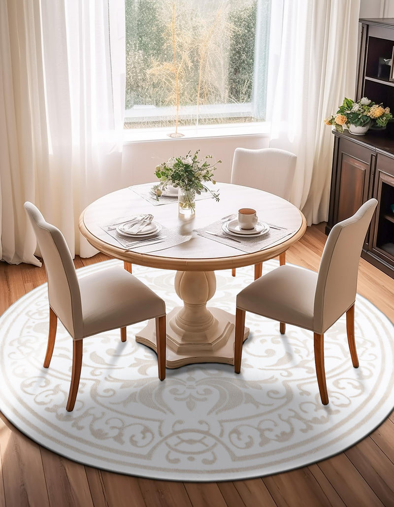 Sanctuary Retreat Collection Area Rug - Retreat Round Snow White lifestyle 56