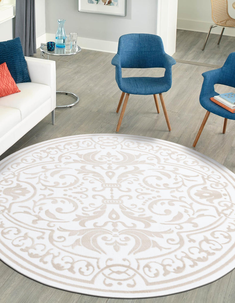 Sanctuary Retreat Collection Area Rug - Retreat Round Snow White lifestyle 63