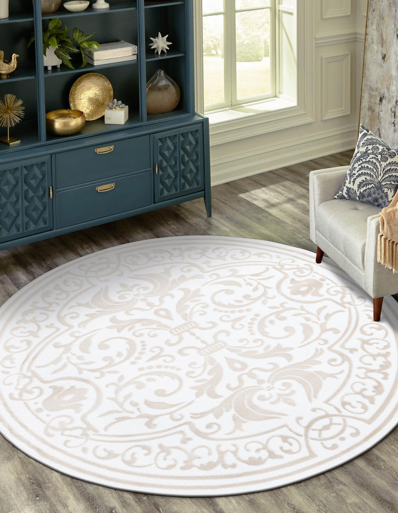 Sanctuary Retreat Collection Area Rug - Retreat Round Snow White lifestyle 68