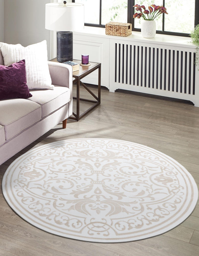 Sanctuary Retreat Collection Area Rug - Retreat Round Snow White lifestyle 78