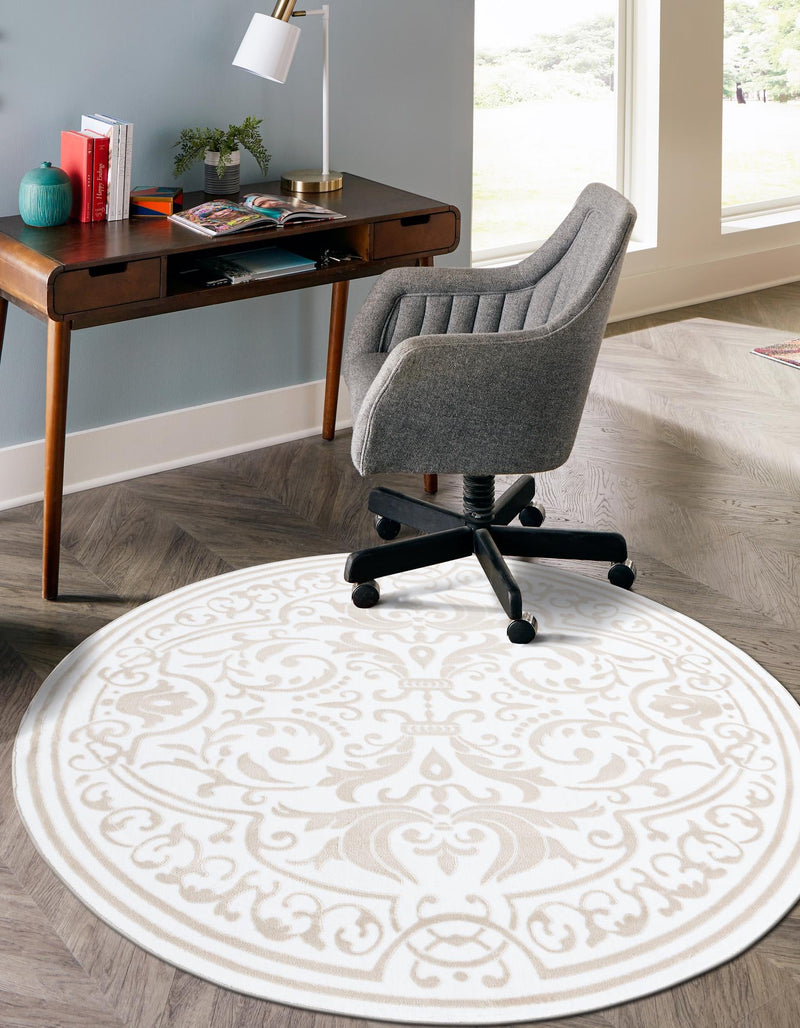 Sanctuary Retreat Collection Area Rug - Retreat Round Snow White lifestyle 83