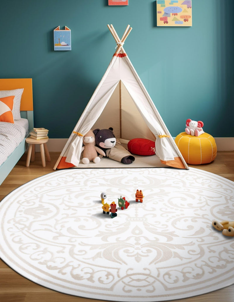 Sanctuary Retreat Collection Area Rug - Retreat Round Snow White lifestyle 88