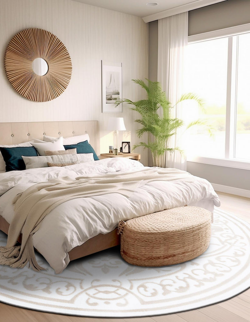 Sanctuary Retreat Collection Area Rug - Retreat Round Snow White lifestyle 93