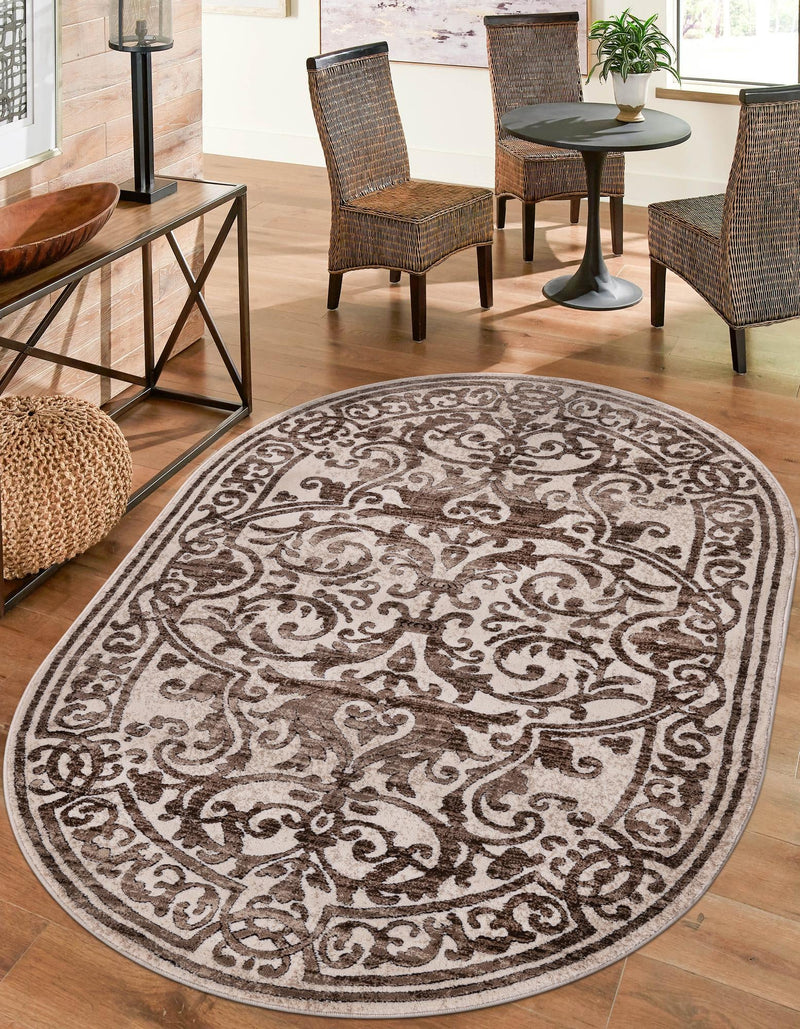 Sanctuary Retreat Collection Area Rug - Retreat Oval Chocolate Brown lifestyle 53