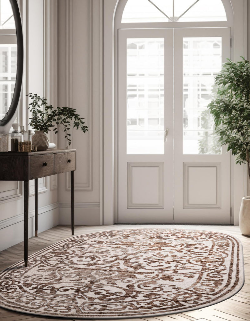 Sanctuary Retreat Collection Area Rug - Retreat Oval Chocolate Brown lifestyle 70