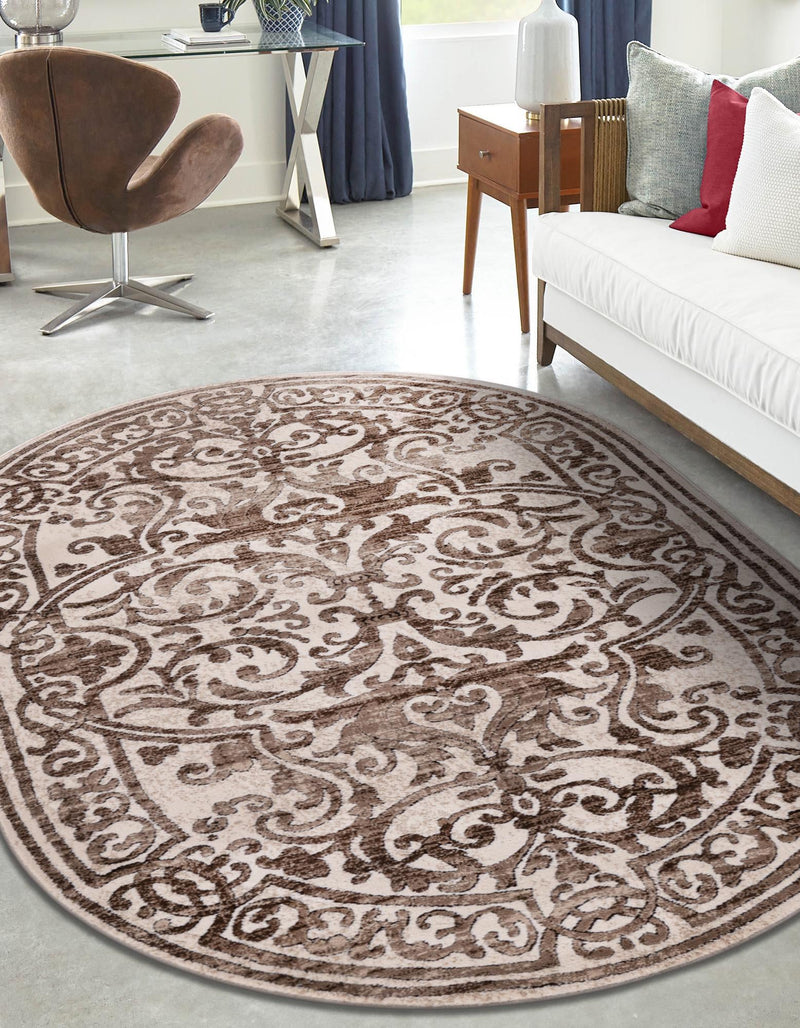 Sanctuary Retreat Collection Area Rug - Retreat Oval Chocolate Brown lifestyle 76