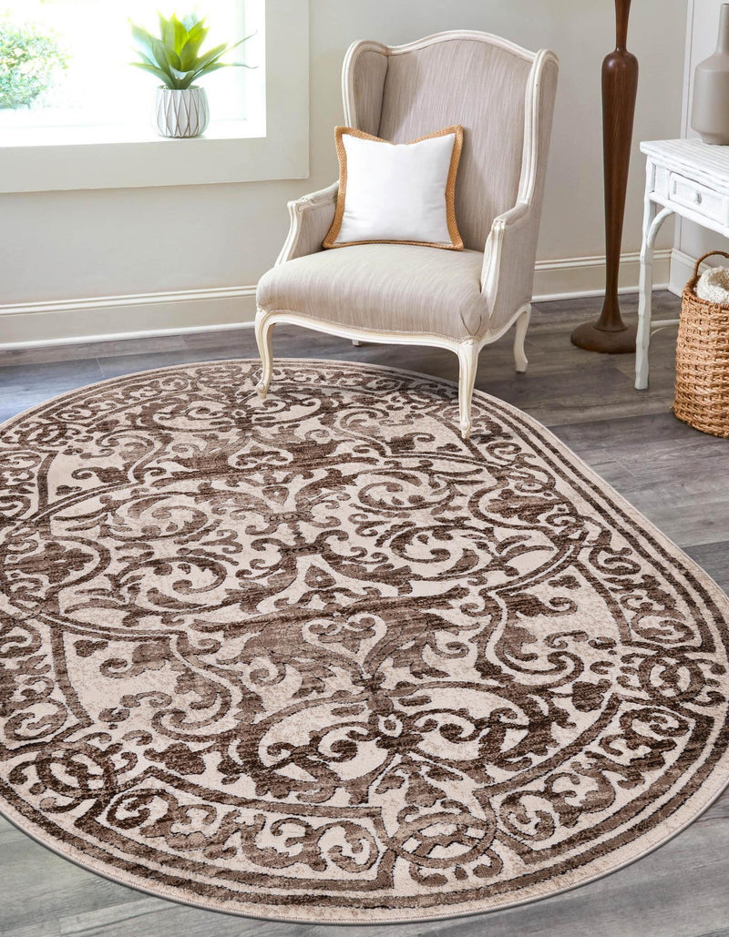 Sanctuary Retreat Collection Area Rug - Retreat Oval Chocolate Brown lifestyle 82