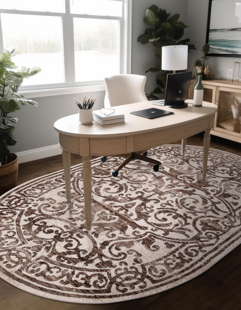 Sanctuary Retreat Collection Area Rug - Retreat Oval Chocolate Brown lifestyle 88
